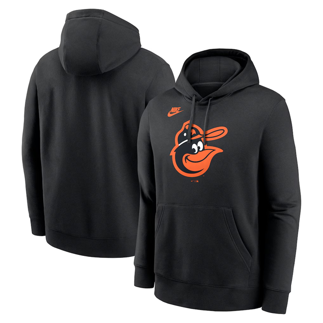 Men's Baltimore Orioles Black Cooperstown Collection Logo Club Pullover Hoodie
