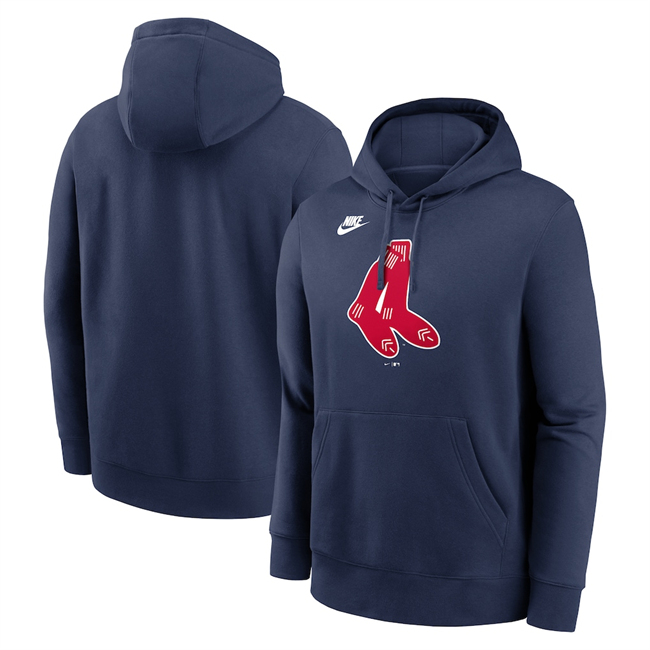 Men's Boston Red Sox Navy Cooperstown Collection Logo Club Pullover Hoodie