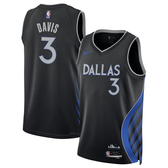 Men's Dallas Mavericks #3 Anthony Davis Black 2025-26 City Edition Stitched Basketball Jersey