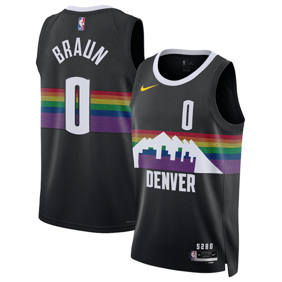 Men's Denver Nuggets #0 Christian Braun Black 2025-26 City Edition Stitched Basketball Jersey