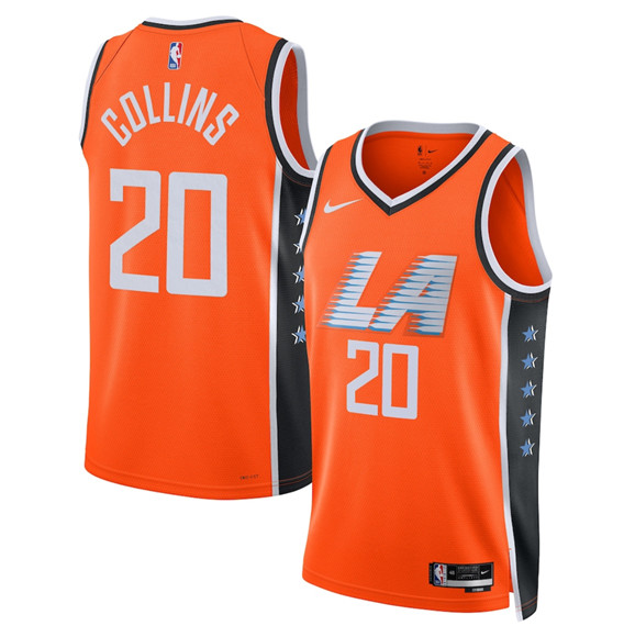 Men's Los Angeles Clippers #20 John Collins Orange 2025-26 City Edition Swingman Stitched Jersey