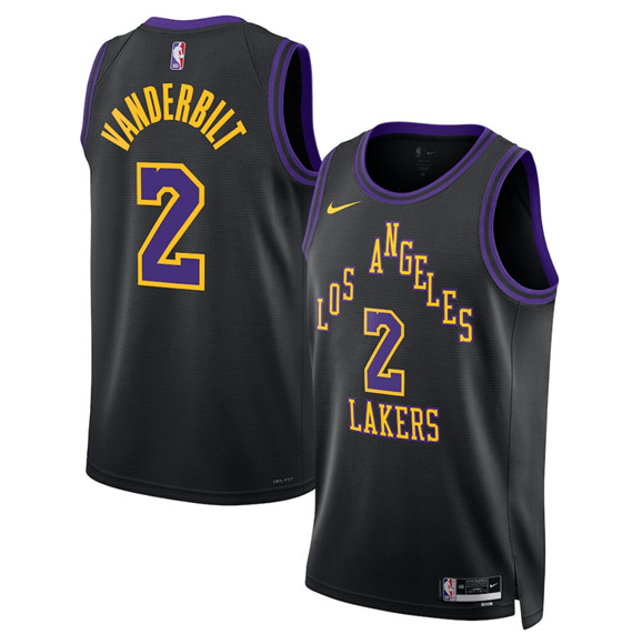 Men's Los Angeles Lakers #2 Jarred Vanderbilt Black 2025-26 City Edition Stitched Basketball Jersey