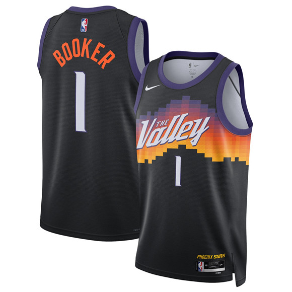 Men's Phoenix Suns #1 Devin Booker Black 2025-26 City Edition Stitched Basketball Jersey