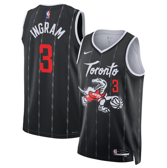 Men's Toronto Raptors #3 Brandon Ingram Black 2025-26 City Edition Stitched Basketball Jersey