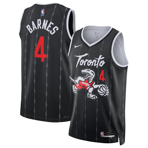 Men's Toronto Raptors #4 Scottie Barnes Black 2025-26 City Edition Stitched Basketball Jersey