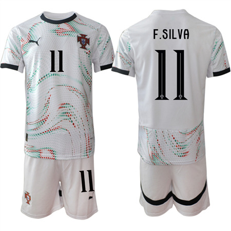 Men's Portugal #11 F.SILVA Away White 2025-26 Short Sleeve Soccer jerseys