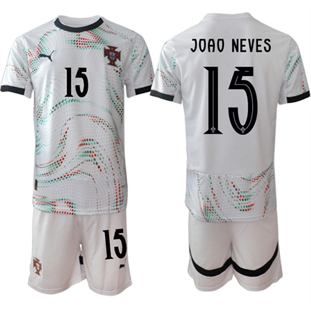 Men's Portugal #15 JOAO NEVES Away White 2025-26 Short Sleeve Soccer jerseys