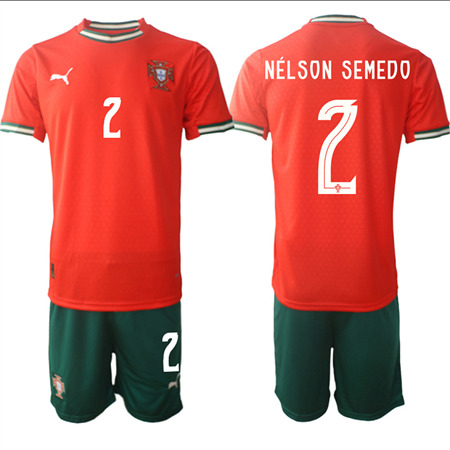 Men's Portugal #2 NELSON SEMEDO Home Red 2025-26 Short Sleeve Soccer jerseys