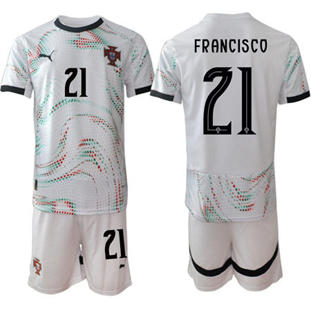 Men's Portugal #21 FRANCISCO Away White 2025-26 Short Sleeve Soccer jerseys