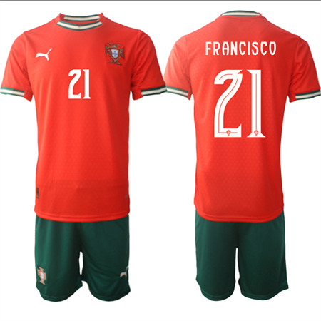 Men's Portugal #21 FRANCISCO Home Red 2025-26 Short Sleeve Soccer jerseys