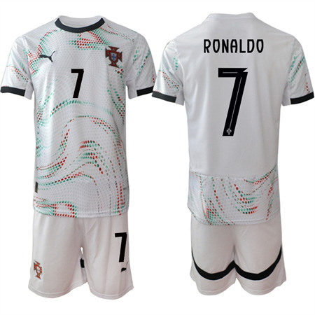 Men's Portugal #7 RONALDO Away White 2025-26 Short Sleeve Soccer jerseys