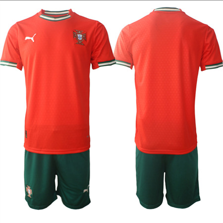 Men's Portugal Blank Home Red 2025-26 Short Sleeve Soccer jerseys