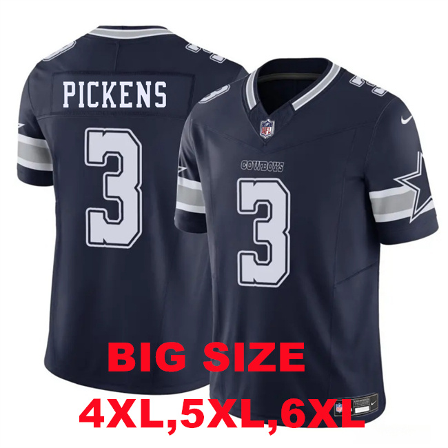 Big Size Men's Dallas Cowboys #3 George pickens Navy 2025 F.U.S.E. Vapor Untouchable Limited Football Stitched Jersey