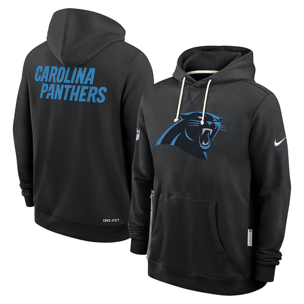 Men's Carolina Panthers Black Sideline Standard Issue Initial Home Dri-FIT Pullover Hoodie