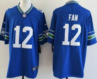 Men's Seattle Seahawks #12 Fan Limited Blue Throwback Vapor Jersey