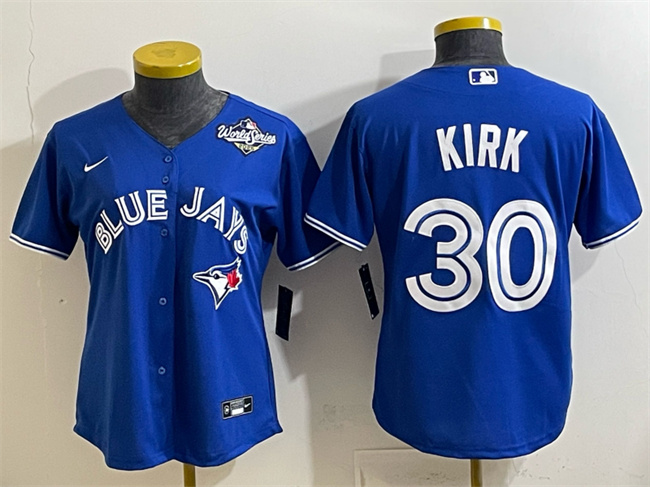 Women's Toronto Blue Jays #30 Alejandro Kirk Royal 2025 World Series Cool Base Stitched Baseball Jersey(Run Small)