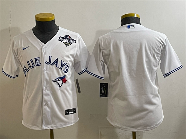 Youth Toronto Blue Jays Blank White 2025 World Series Cool Base Stitched Baseball Jersey
