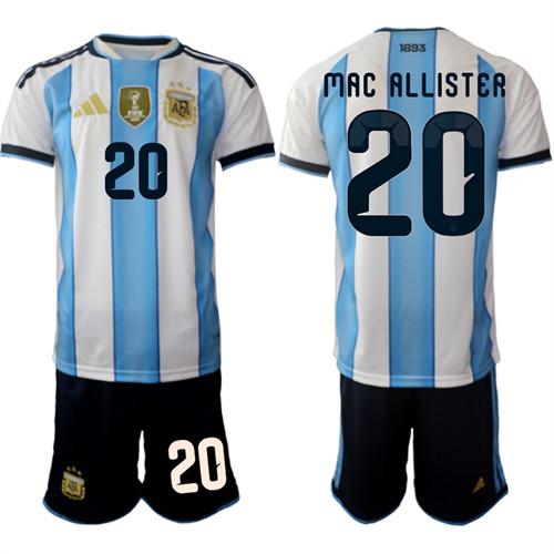 Men's Argentina #20 MAC ALLISTER National Team FIFA x World Cup 2026 Home White On Field Jersey