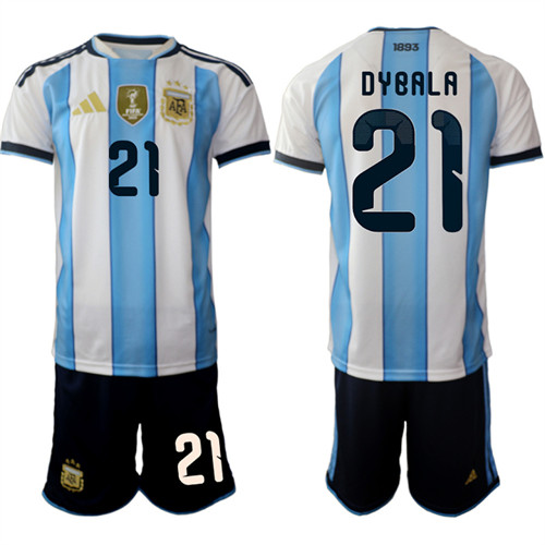 Men's Argentina #21 DYBALA National Team FIFA x World Cup 2026 Home White On Field Jersey