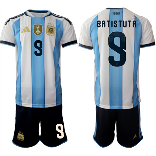 Men's Argentina #9 BATISTUTA National Team FIFA x World Cup 2026 Home White On Field Jersey