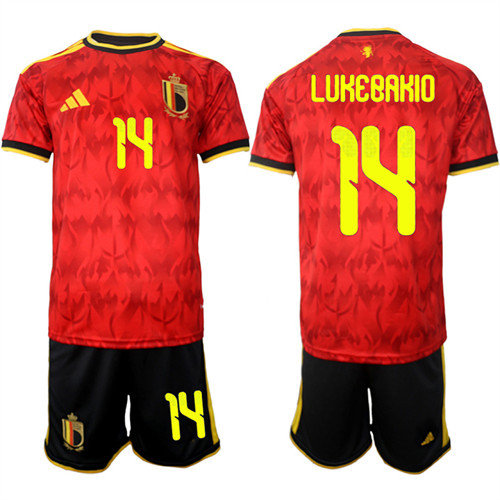Men's Belgium #14 LUKEBAKIO National Team FIFA x World Cup 2026 Home Red On Field Jersey
