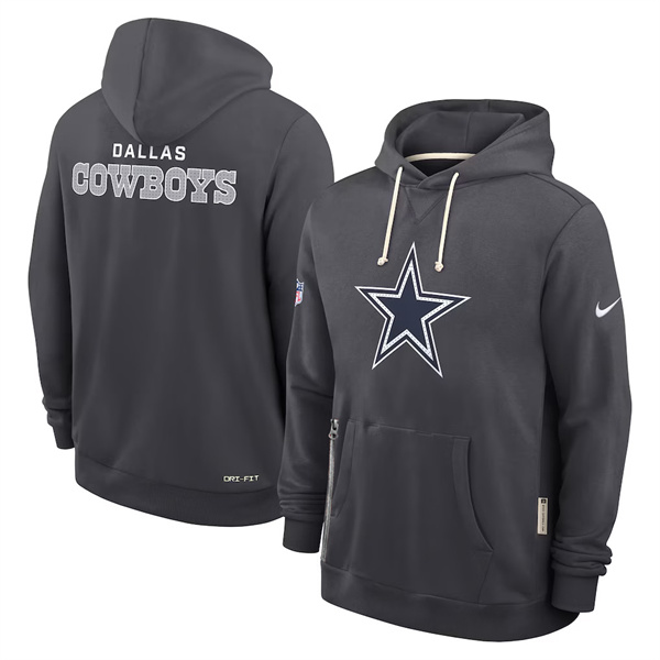 Men's Dallas Cowboys Anthracite Sideline Standard Issue Initial Home Dri-FIT Pullover Hoodie