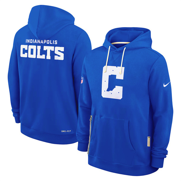 Men's Indianapolis Colts Royal Sideline Standard Issue Initial Home Dri-FIT Pullover Hoodie
