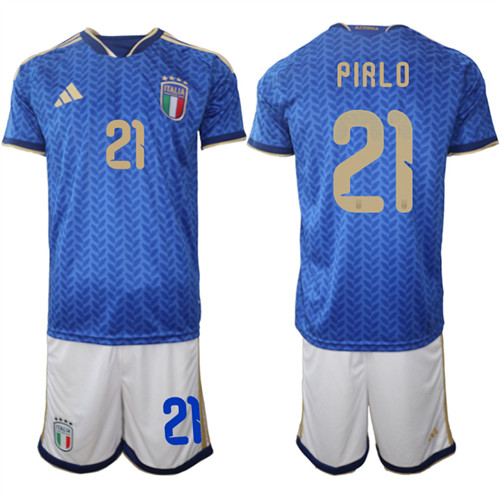 Men's Italy #21 PIRLO National Team FIFA x World Cup 2026 Home Blue On Field Jerseys
