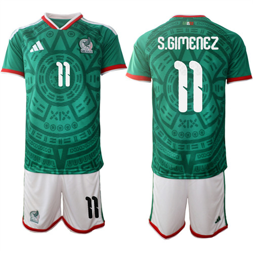Men's Mexico #11 S.GIMENEZ National Team FIFA x World Cup 2026 Home Green On Field Jersey