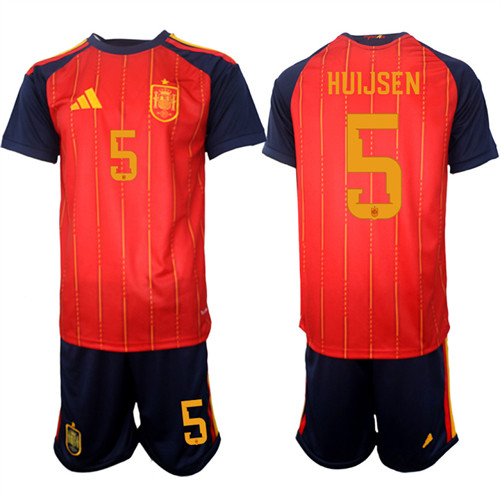 Men's Spain #5 HUIJSEN National Team FIFA x World Cup 2026 Home Red On Field Jerseys