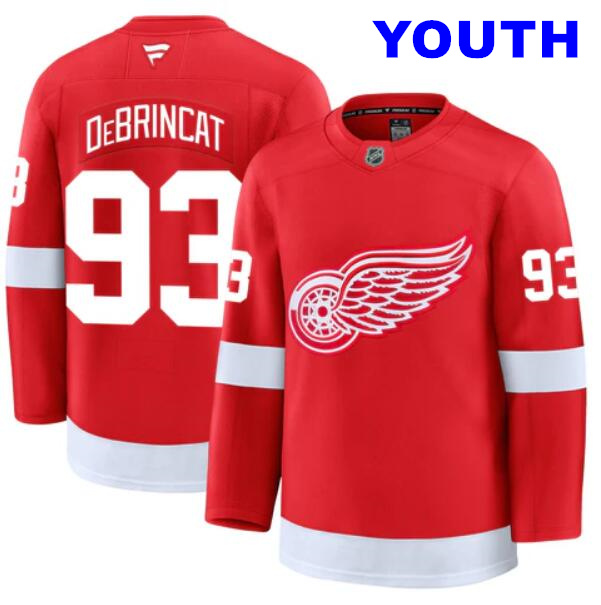 Youth Detroit Red Wings #93 Alex DeBrincat Home Red Stitched Jersey