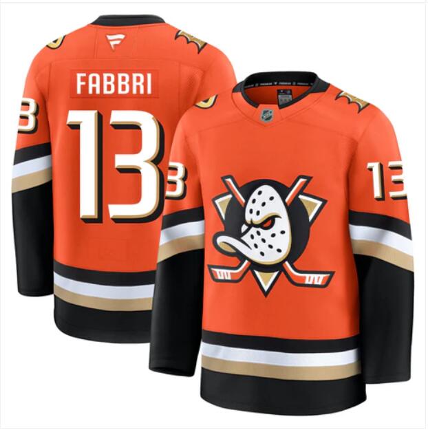 Men'S Anaheim Ducks #13 Robby Fabbri Fanatics Branded 2024-25 Home Orange Premium Stitched Jersey
