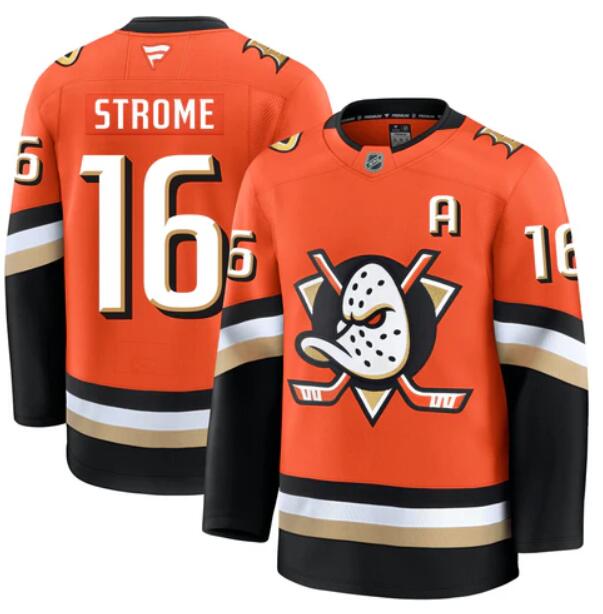 Men'S Anaheim Ducks #16 Ryan Strome Fanatics Branded 2024-25 Home Orange Premium Stitched Jersey