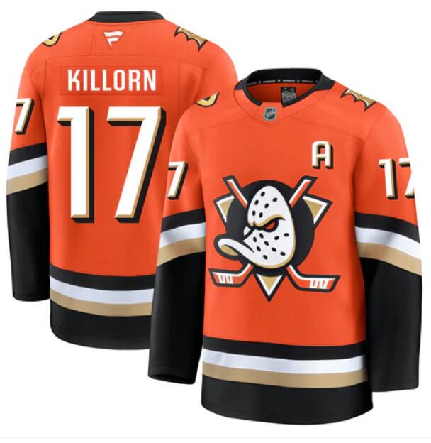 Men'S Anaheim Ducks #17 Alex Killorn Fanatics Branded 2024-25 Home Orange Premium Stitched Jersey