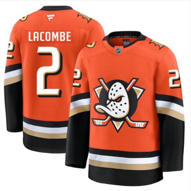 Men'S Anaheim Ducks #2 Jackson Lacombe Fanatics Branded 2024-25 Home Orange Premium Stitched Jersey