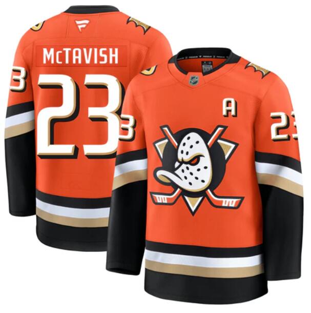 Men'S Anaheim Ducks #23 Mason Mctavish Fanatics Branded 2024-25 Home Orange Premium Stitched Jersey