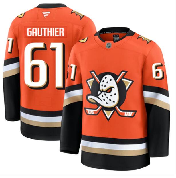 Men'S Anaheim Ducks #61 Cutter Gauthier Fanatics Branded 2024-25 Home Orange Premium Stitched Jersey