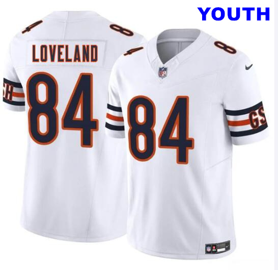 Youth Chicago Bears #84 Colston Lovelandr White 2025 Draft F.U.S.E. Vapor Untouchable Limited Football Stitched Jersey