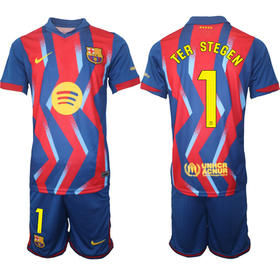 Men's Barcelona #1 TER STEGEN 2025-26 Stadium Fourth Suit Soccer Jerseys
