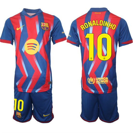 Men's Barcelona #10 RONALDINHO 2025-26 Stadium Fourth Suit Soccer Jerseys
