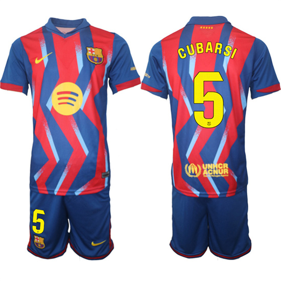Men's Barcelona #5 CUBARSI 2025-26 Stadium Fourth Suit Soccer Jerseys