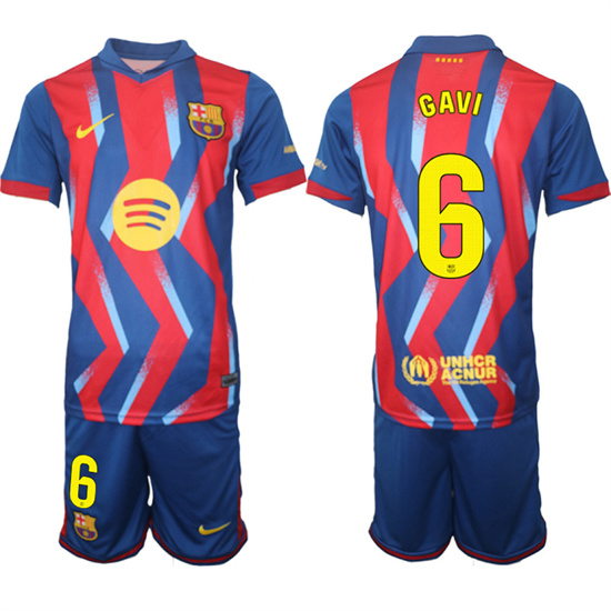 Men's Barcelona #6 GAVI 2025-26 Stadium Fourth Suit Soccer Jerseys