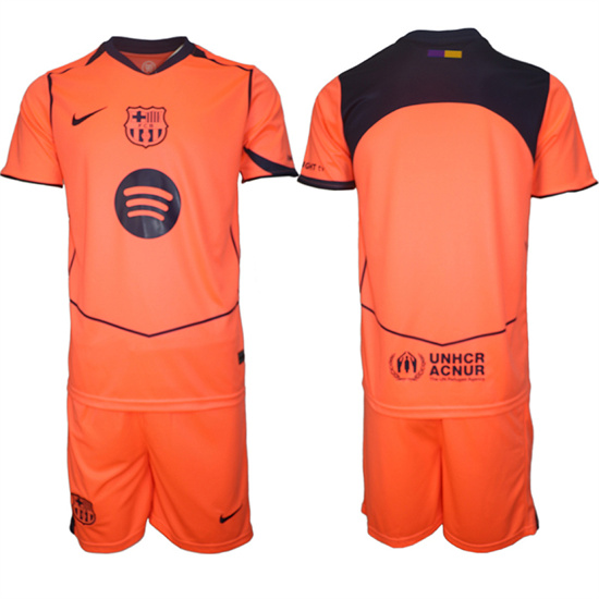 Men's Barcelona Blank 2025-26 Third Orange Away Suit Soccer Jerseys