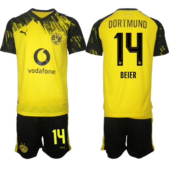 Men's Borussia Dortmund #14 BEIER Home 2025-26 Suit Soccer Jerseys