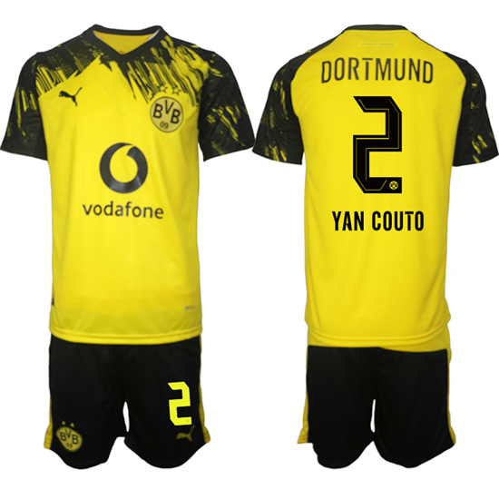 Men's Borussia Dortmund #2 YAN COUTO Home 2025-26 Suit Soccer Jerseys