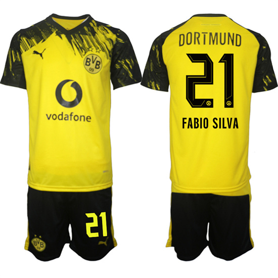 Men's Borussia Dortmund #21 FABIO SILVA Home 2025-26 Suit Soccer Jerseys