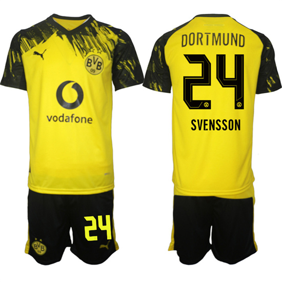 Men's Borussia Dortmund #24 SVENSSON Home 2025-26 Suit Soccer Jerseys