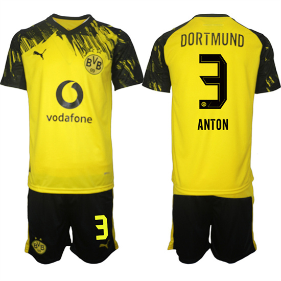Men's Borussia Dortmund #3 ANTON Home 2025-26 Suit Soccer Jerseys