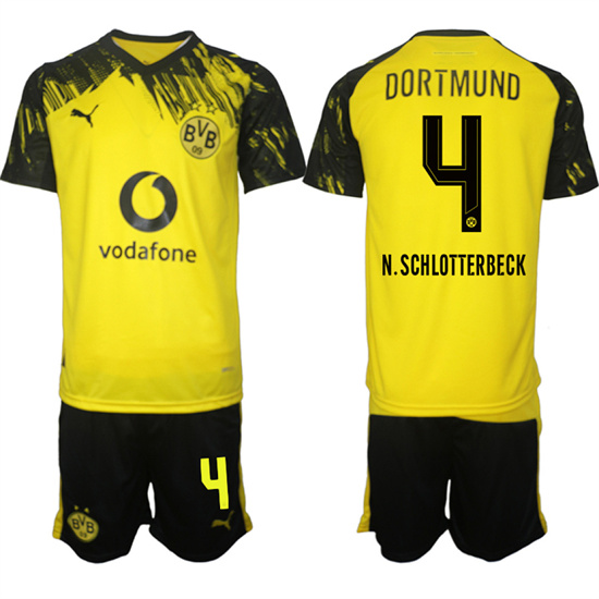 Men's Borussia Dortmund #4 N.SCHLOTTERBECK Home 2025-26 Suit Soccer Jerseys