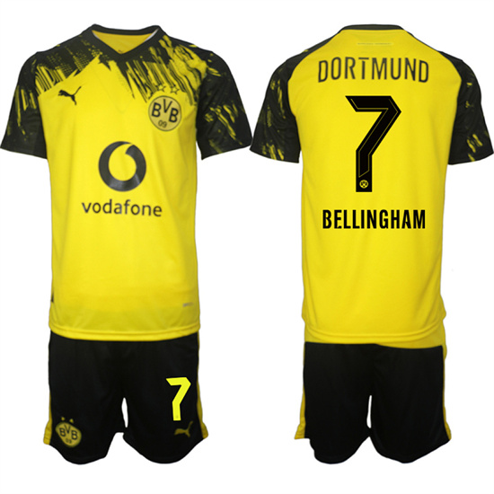 Men's Borussia Dortmund #7 BELLINGHAM Home 2025-26 Suit Soccer Jerseys